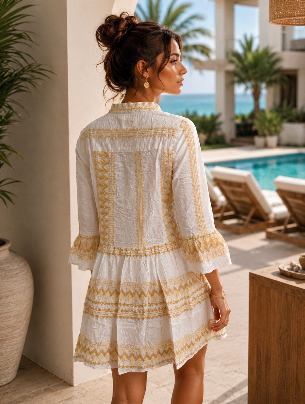 Golden Sands Embroidered Resort Dress — view 2