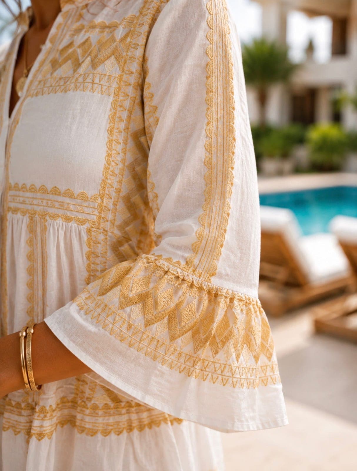 Golden Sands Embroidered Resort Dress — view 3