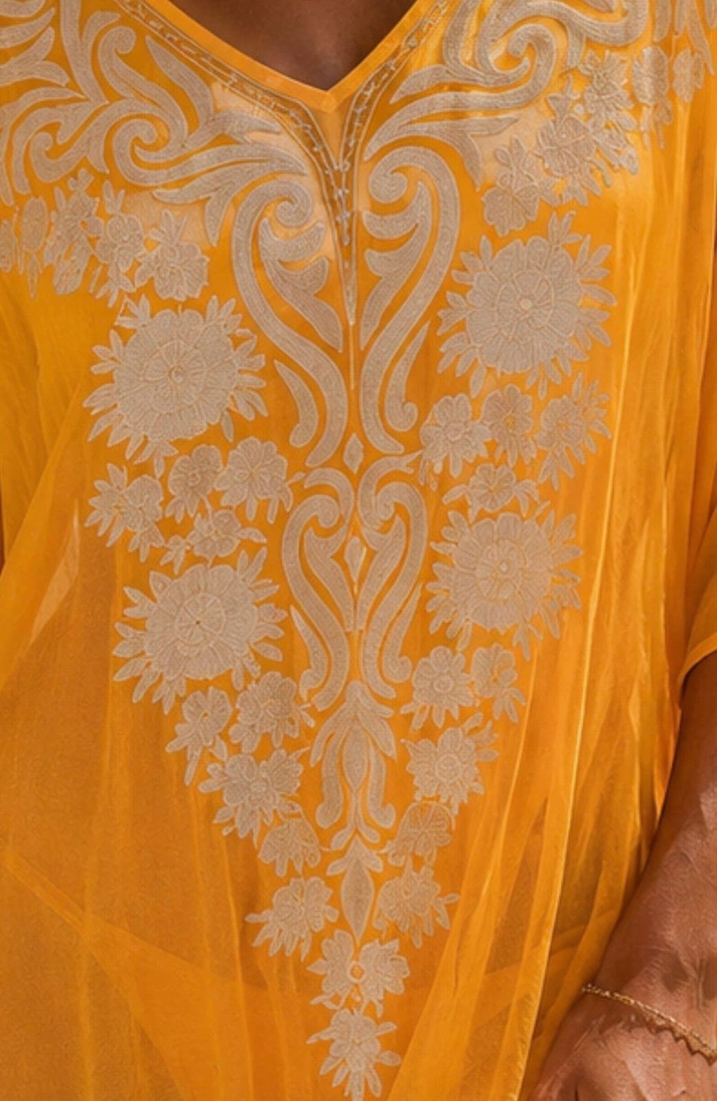 Golden Soleil Embroidered Sheer Kaftan Cover-up — view 3