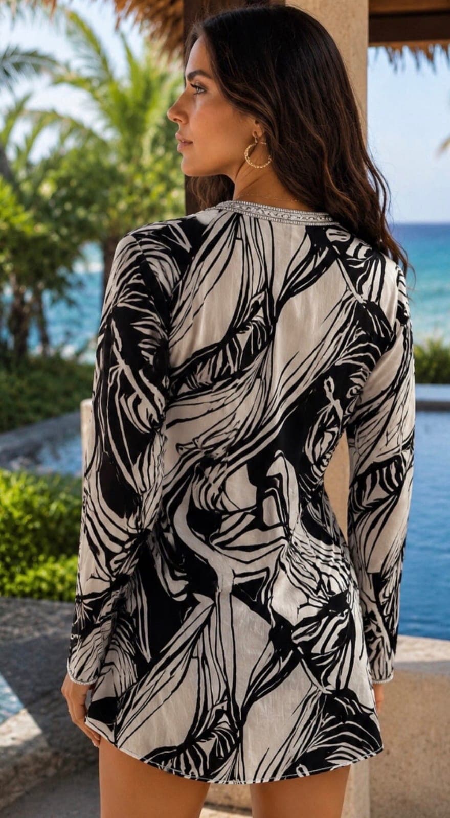 Monaco Noir Jeweled Resort Tunic — view 2