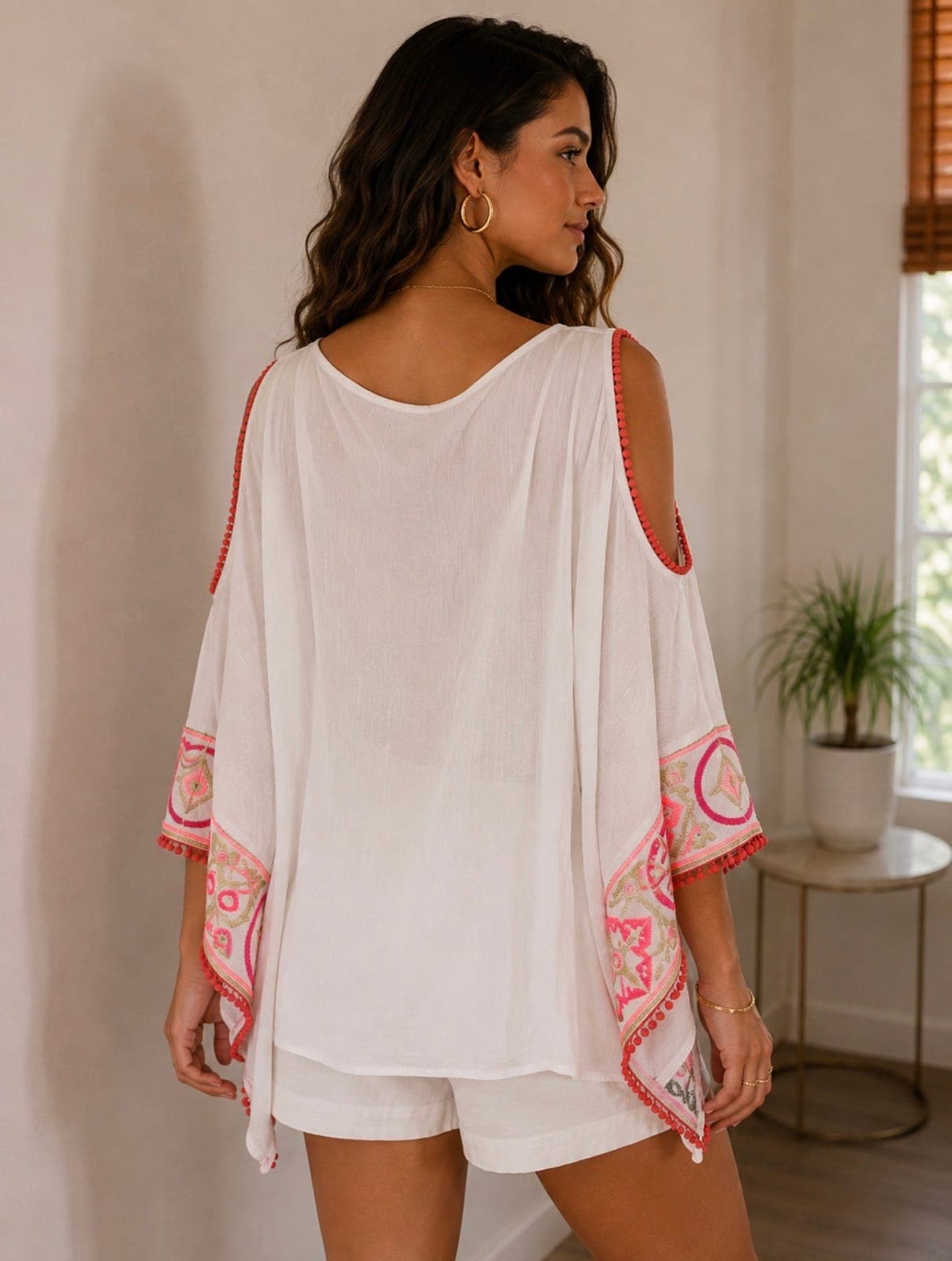 Pink Paradise Embroidered Resort top — view 2