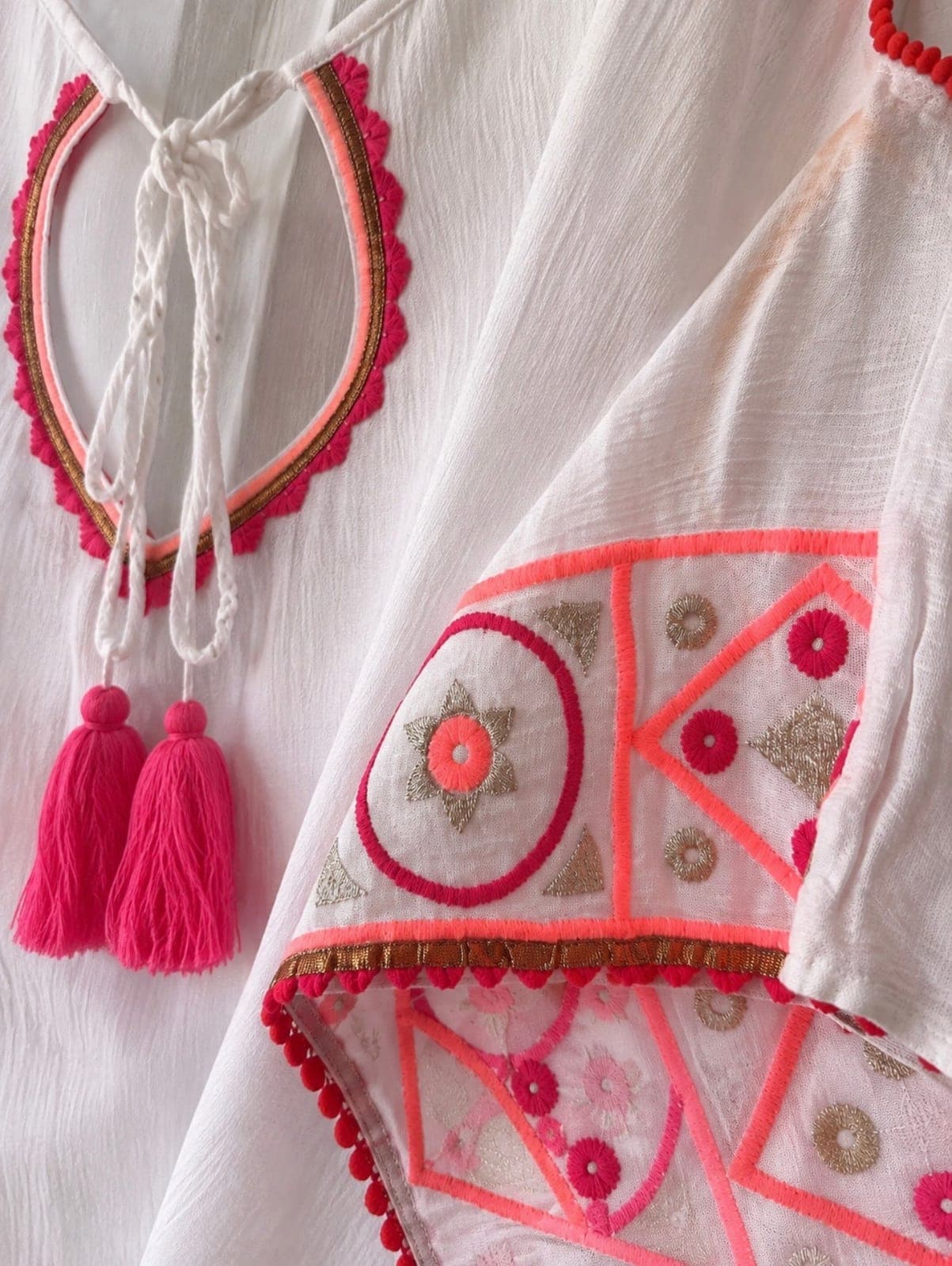 Pink Paradise Embroidered Resort top — view 4