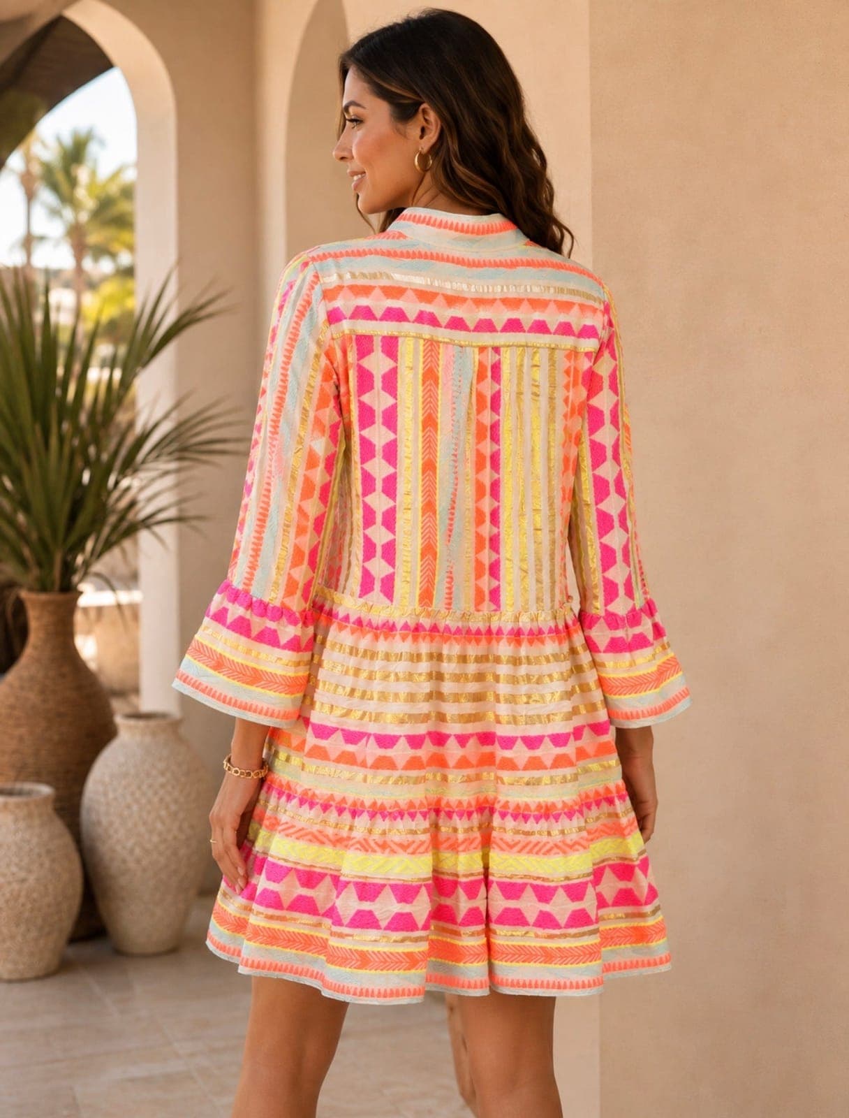 Sunset Sorbet Embroidered Resort Dress — view 2